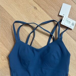 Lululemon Longline ribbed Strappy Sports Bra in cobalt blue